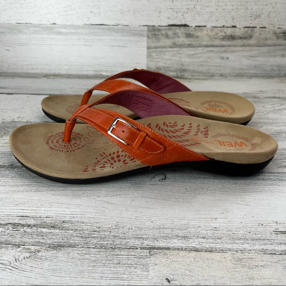 DR. ANDREW WEIL Restore II Orange Leather Thong Sandals 10